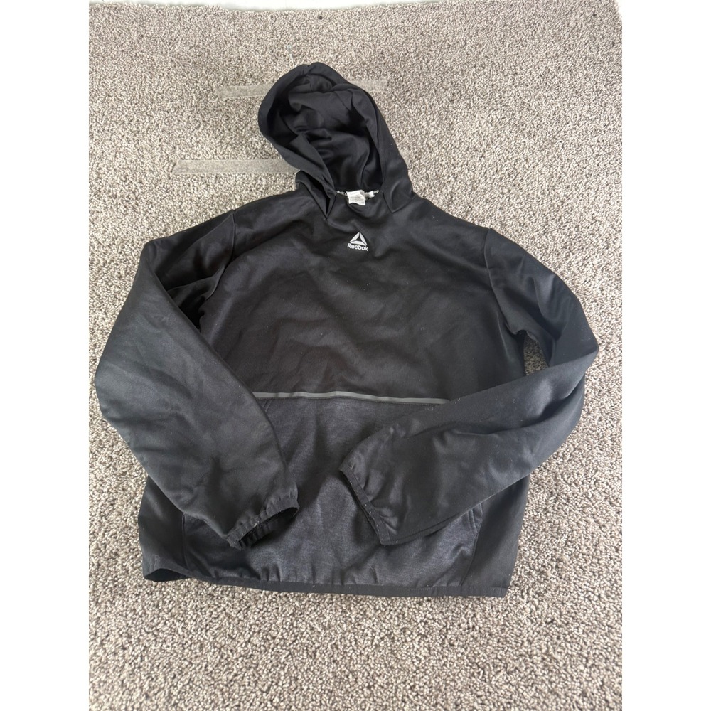 Reebok Boys Black Performance Fleece Pullover Hoodie Sweatshirt Size 14/16 XL